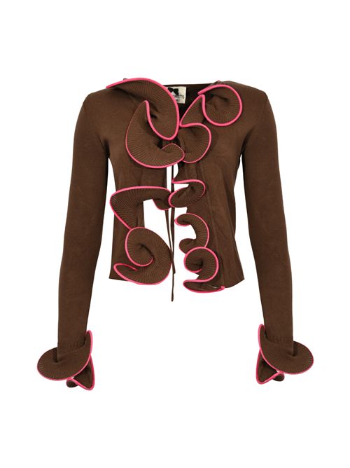 Cardigan rouches in maglia di viscosa Cioccolato NO SECRETS | 253NS121CIOCCOLATO PROFILIFUXIA